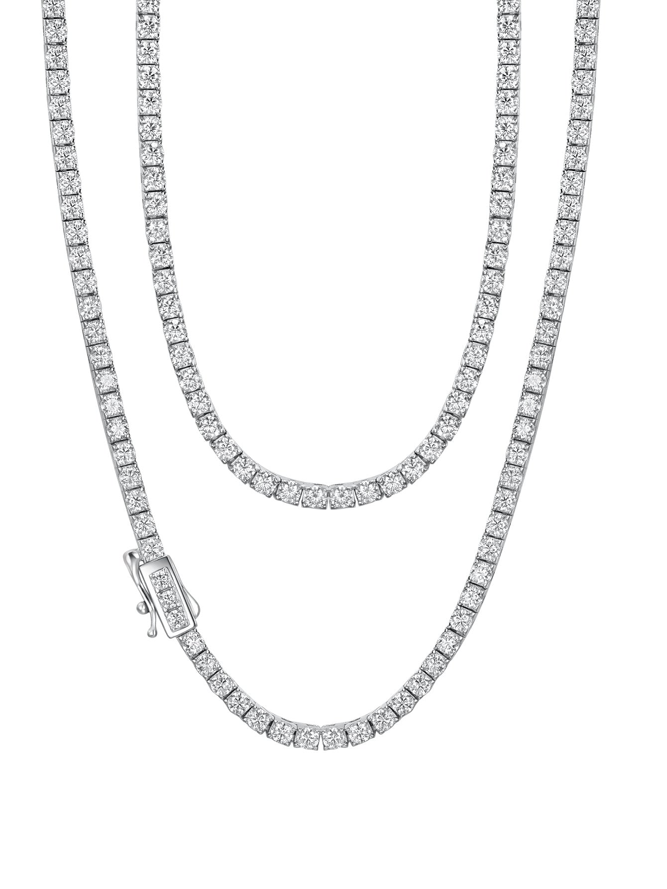 S925 Sterling Silver Moissanite Tennis Necklace | 2mm–6.5mm Stone Sizes