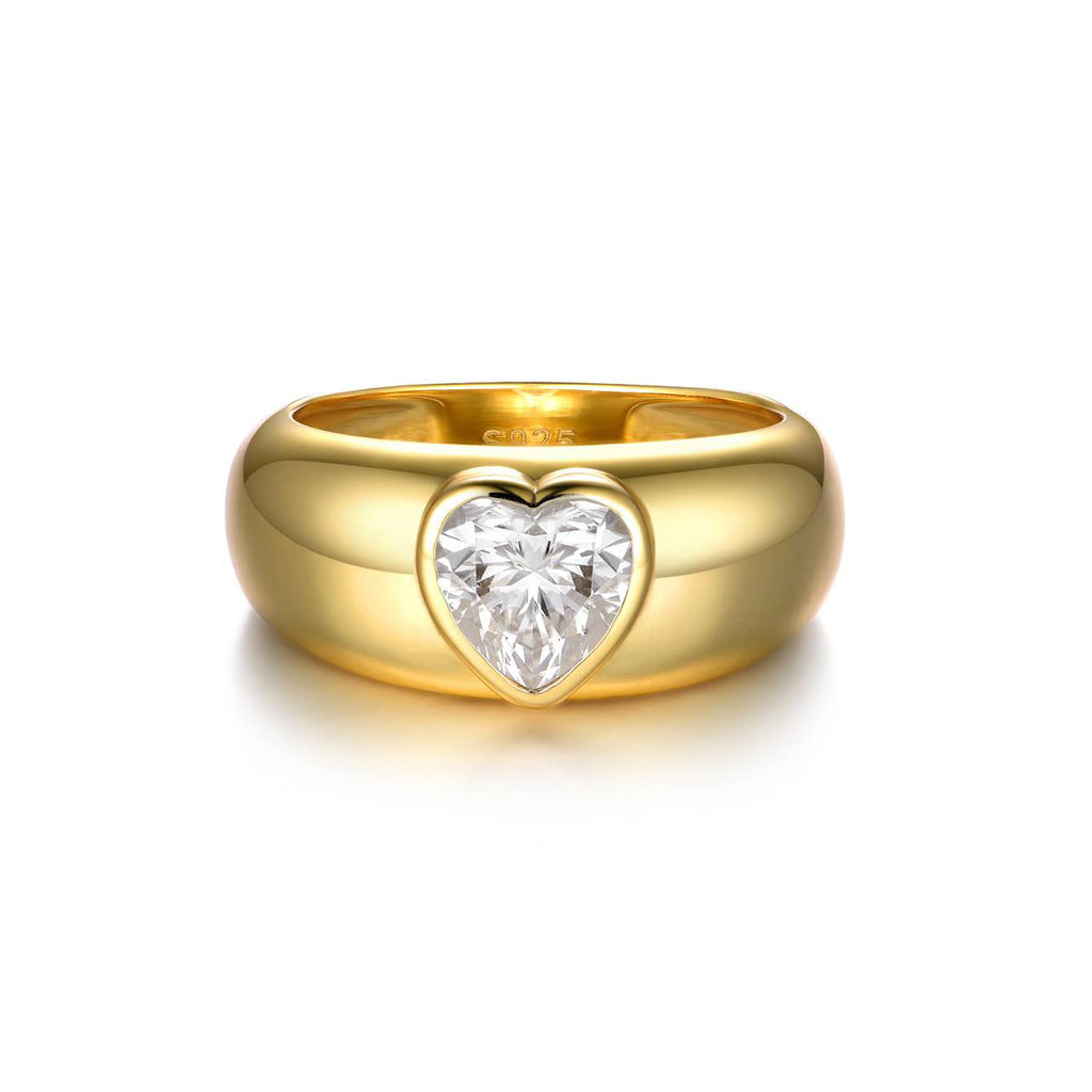 S925 Sterling Silver Heart Moissanite Women's Ring | 1.2CT, Gold & White Gold