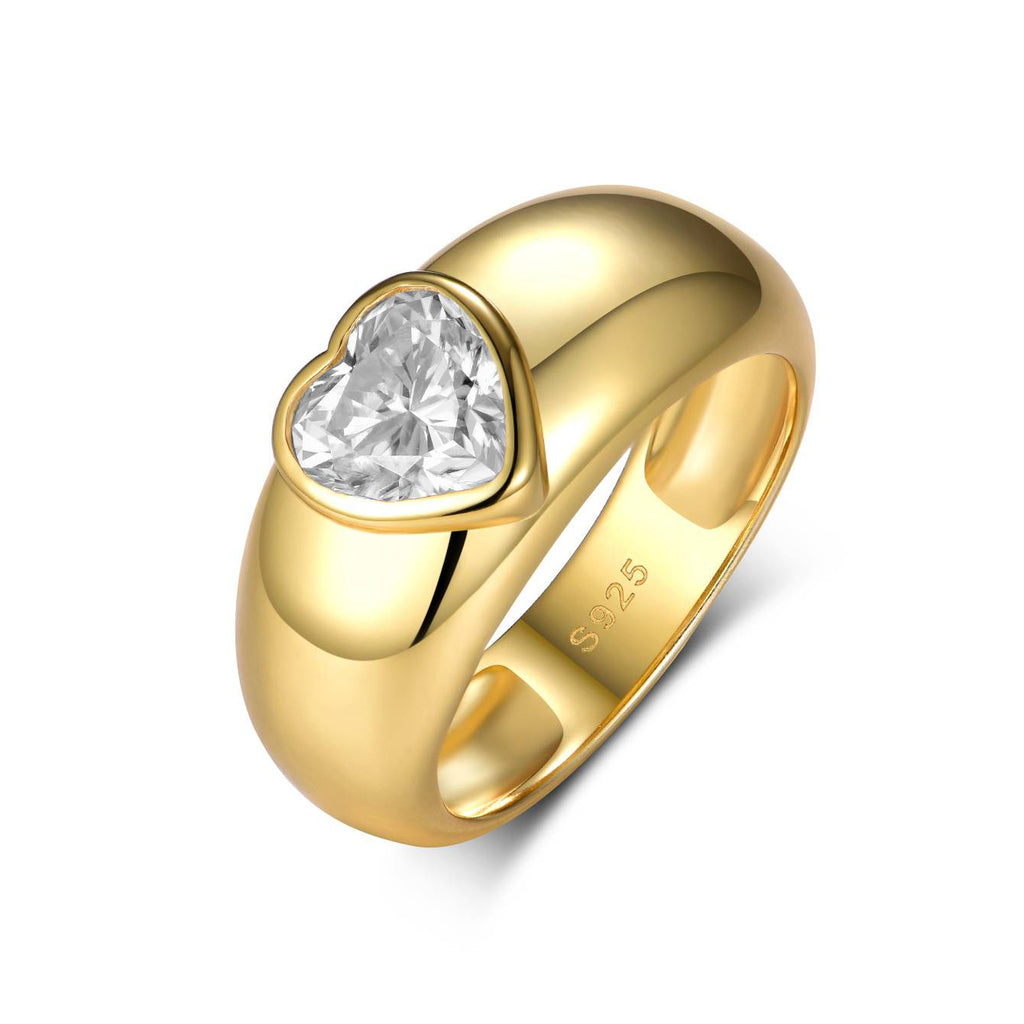 S925 Sterling Silver Heart Moissanite Women's Ring | 1.2CT, Gold & White Gold