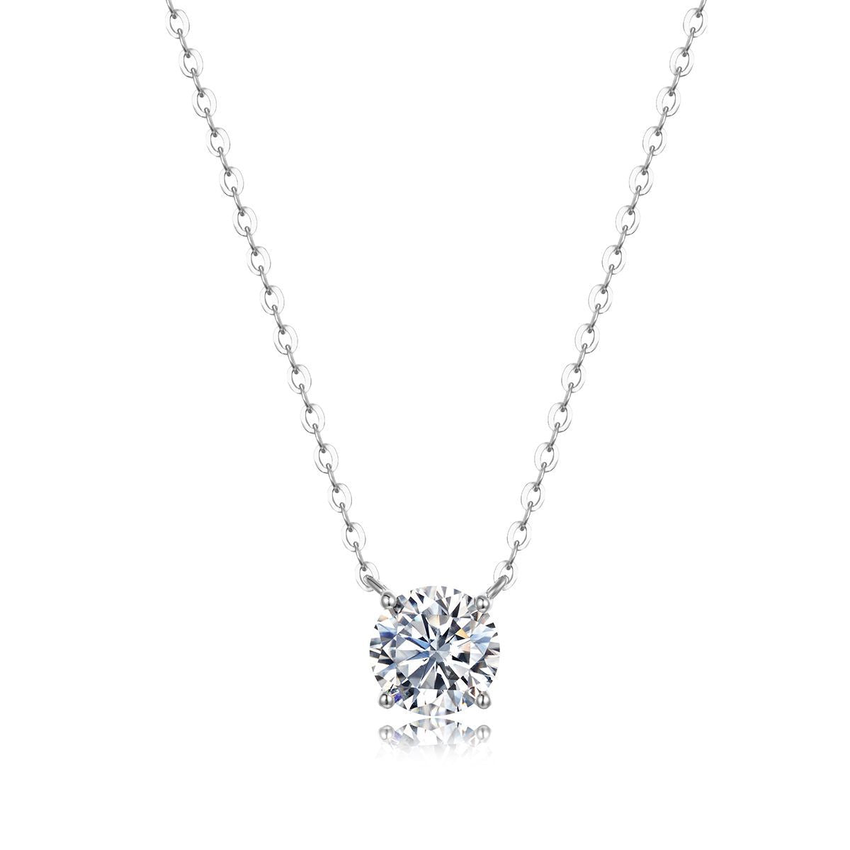 S925 Sterling Silver Moissanite Solitaire Pendant Necklace | 1CT–3CT