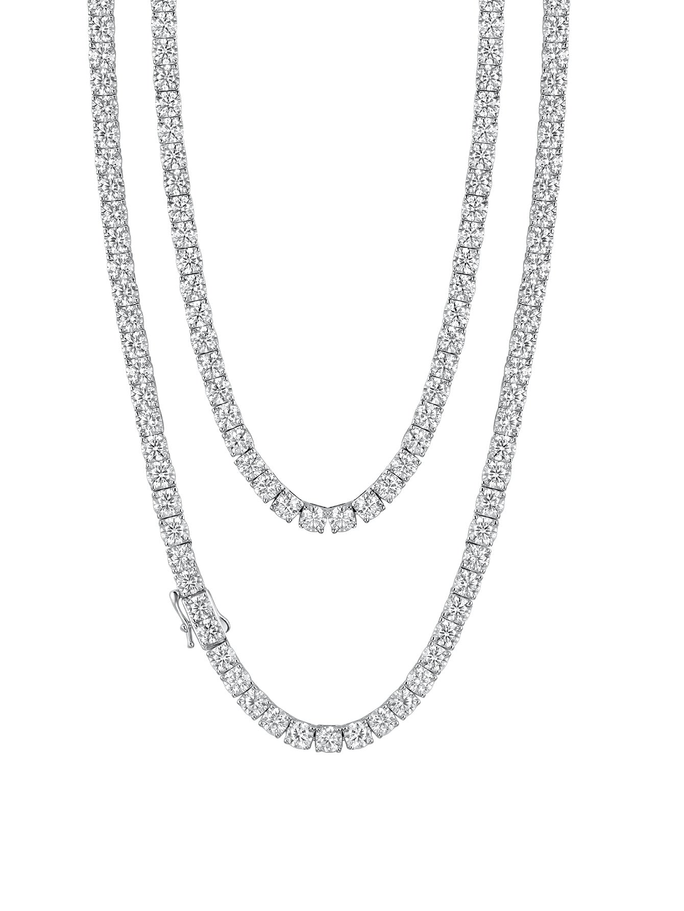 S925 Sterling Silver Moissanite Tennis Necklace | 2mm–6.5mm Stone Sizes