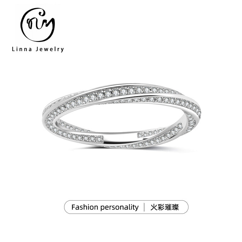 S925 Sterling Silver Möbius Moissanite Ring | Women's Luxury Jewelry