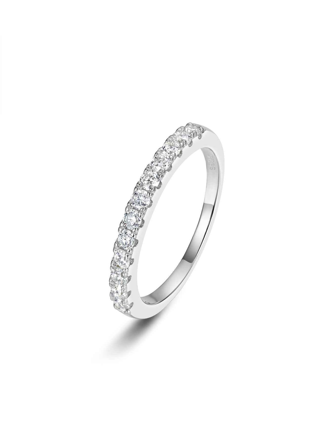 S925 Sterling Silver Half Eternity Moissanite Ring | 1.3mm & 2.0mm