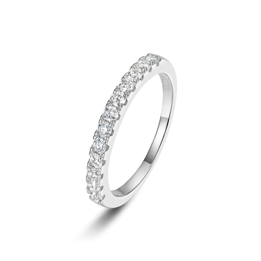 S925 Sterling Silver Half Eternity Moissanite Ring | 1.3mm & 2.0mm