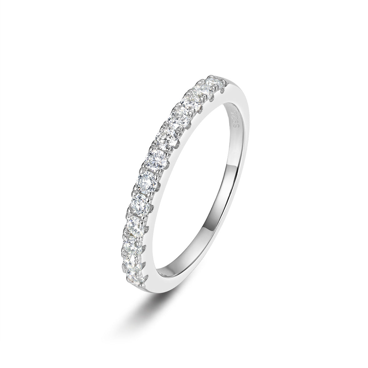 S925 Sterling Silver Half Eternity Moissanite Ring | 1.3mm & 2.0mm