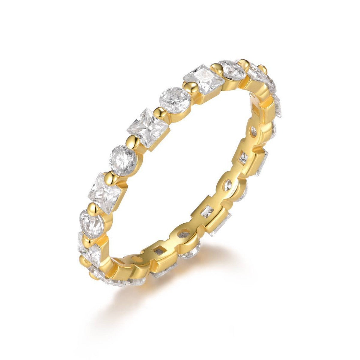 S925 Sterling Silver Alternating Moissanite Eternity Ring | Bestseller