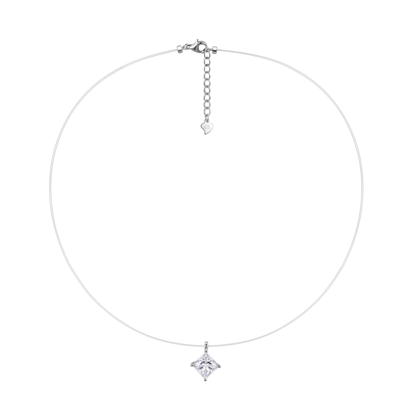 S925 Sterling Silver Moissanite Invisible Chain Necklace | Multiple Shapes & Carats