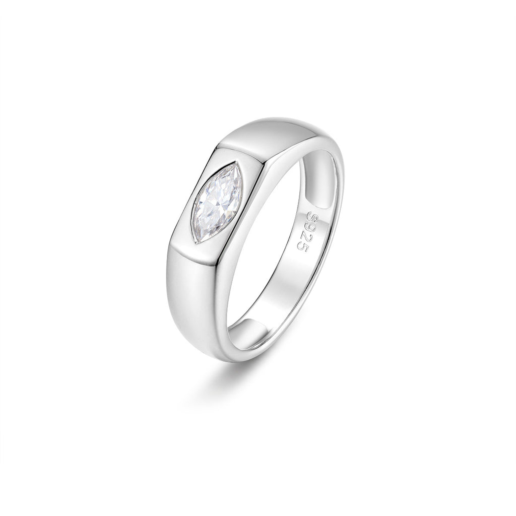 S925 Sterling Silver Marquise Channel Set Moissanite Ring | 3.5×7mm, Gold & White Gold