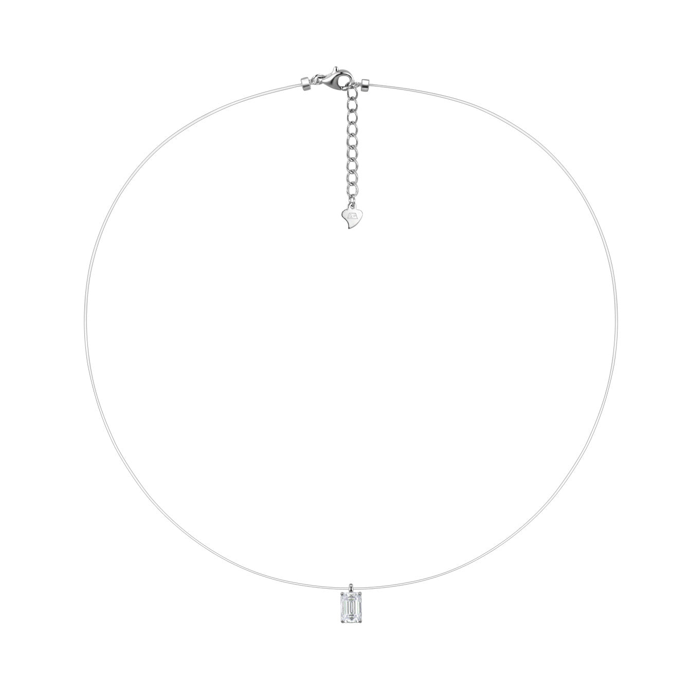 S925 Sterling Silver Moissanite Invisible Chain Necklace | Multiple Shapes & Carats
