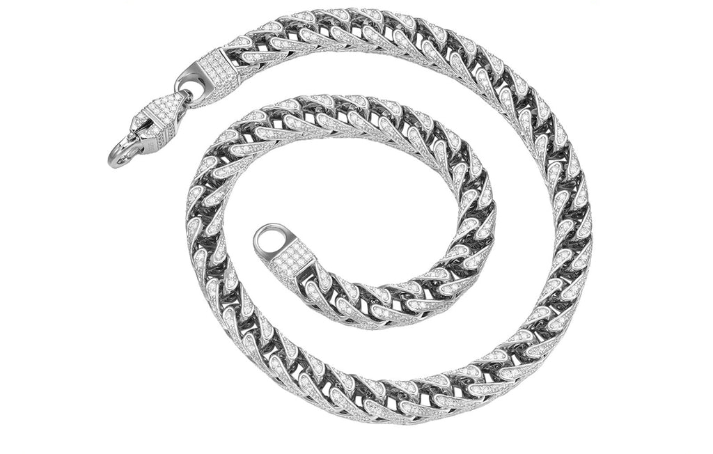S925 Sterling Silver Full Moissanite Cuban Link Necklace | Gold & Silver