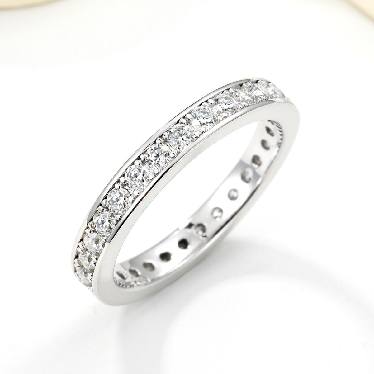 S925 Sterling Silver Eternity Band Moissanite Ring | Sparkling Luxury