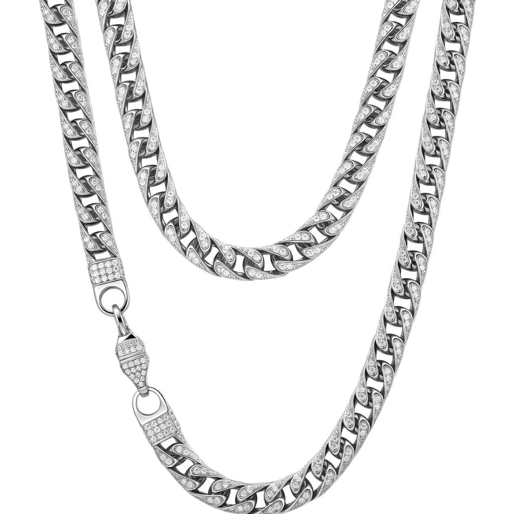 S925 Sterling Silver Full Moissanite Cuban Link Necklace | Gold & Silver