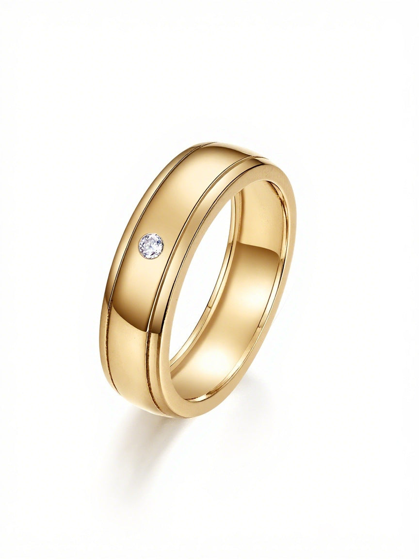 S925 Sterling Silver Men's Single Stone Double Rail Moissanite Ring | 2mm, Gold & White Gold