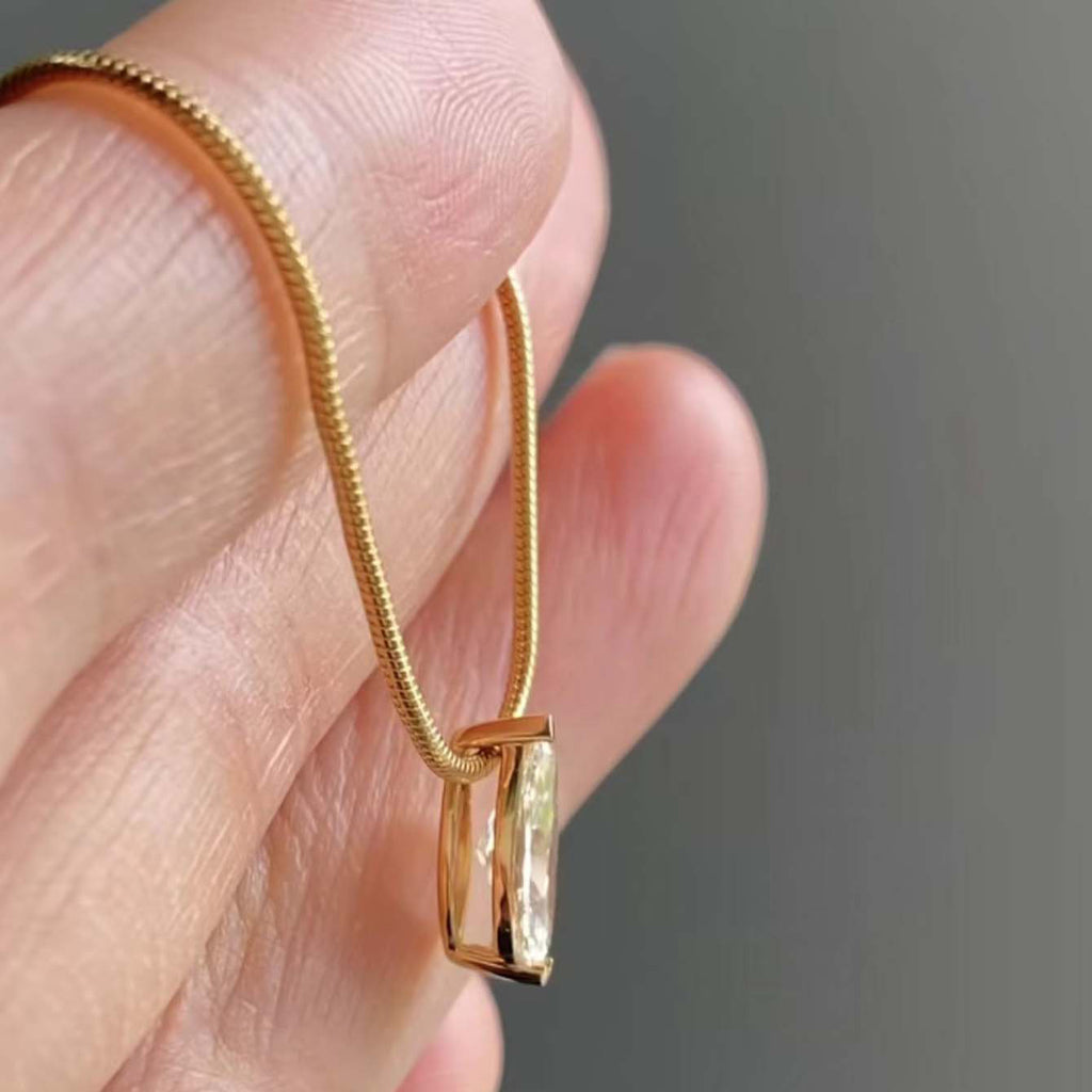S925 Sterling Silver Marquise Moissanite Drop Pendant Necklace | Gold & Silver