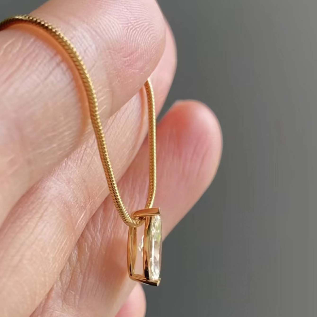 S925 Sterling Silver Marquise Moissanite Drop Pendant Necklace | Gold & Silver