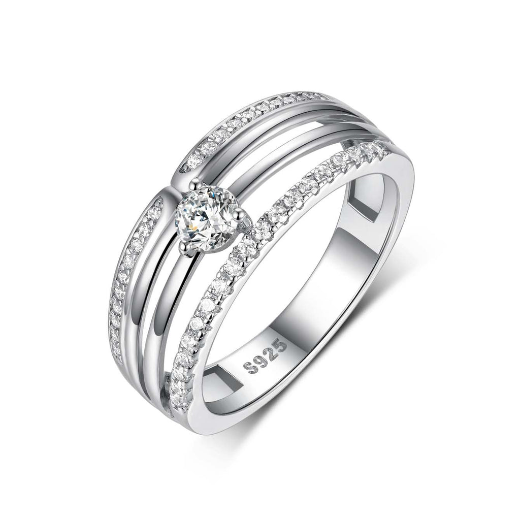 S925 Sterling Silver Women's Moissanite Fashion Ring | 0.3CT, Silver