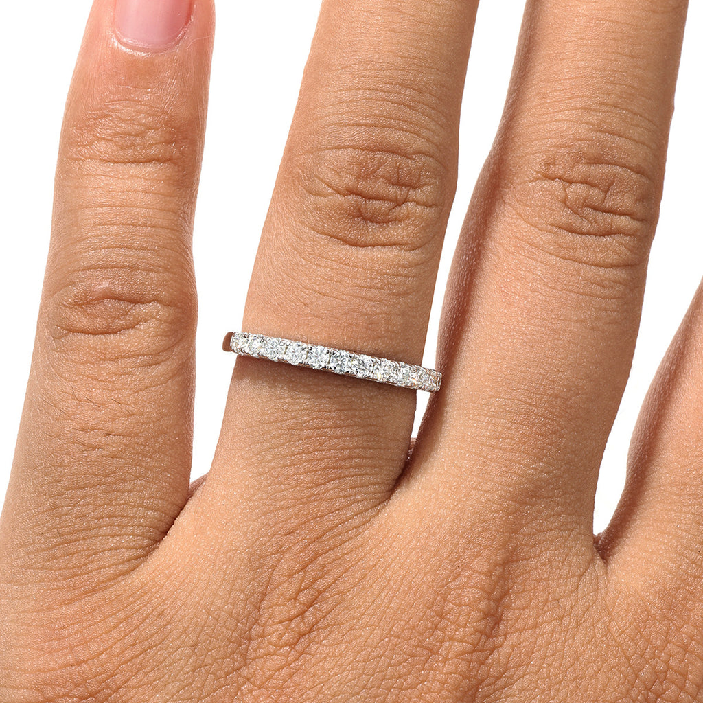 S925 Sterling Silver Half Eternity Moissanite Ring | 1.3mm & 2.0mm