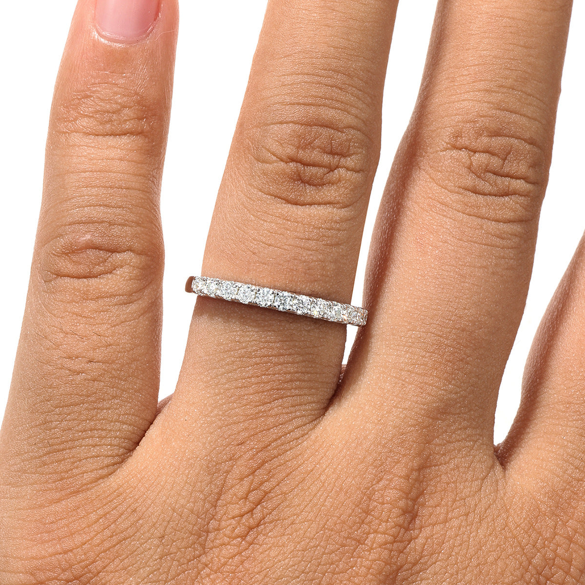 S925 Sterling Silver Half Eternity Moissanite Ring | 1.3mm & 2.0mm
