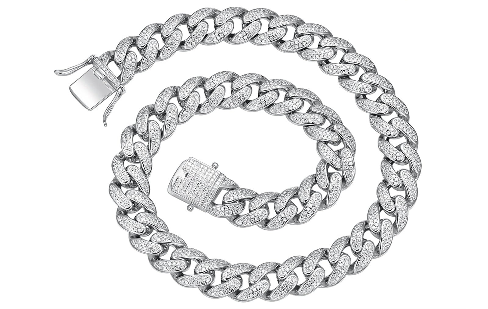 S925 Sterling Silver Wide Moissanite Cuban Link Necklace | 12mm & 13mm, Gold & Silver