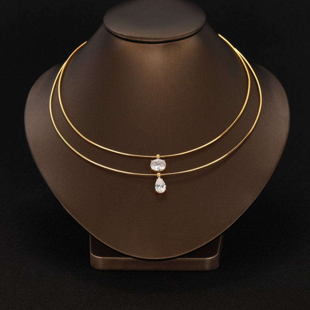 S925 Sterling Silver Geometric Moissanite Choker Necklace | Unique Luxury