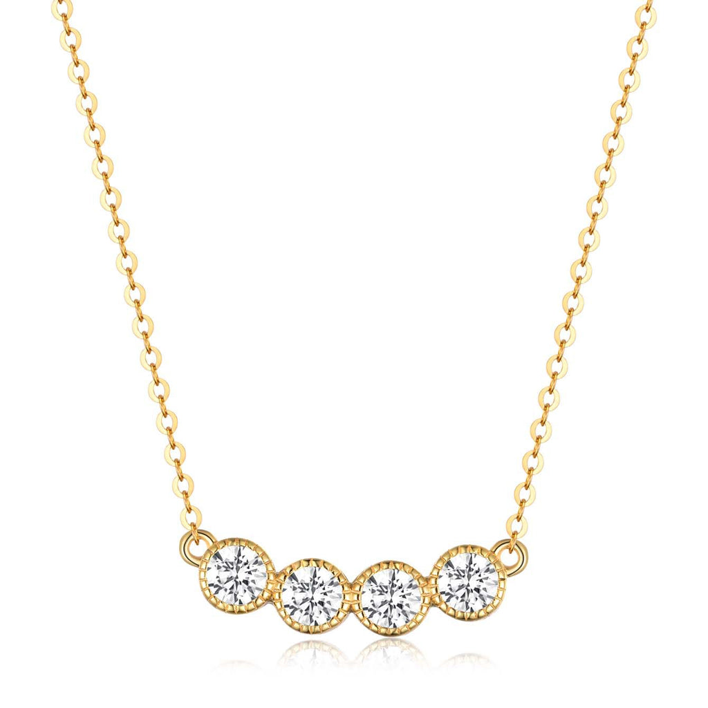 S925 Sterling Silver Four Stone Moissanite Collarbone Necklace | Minimalist Luxury
