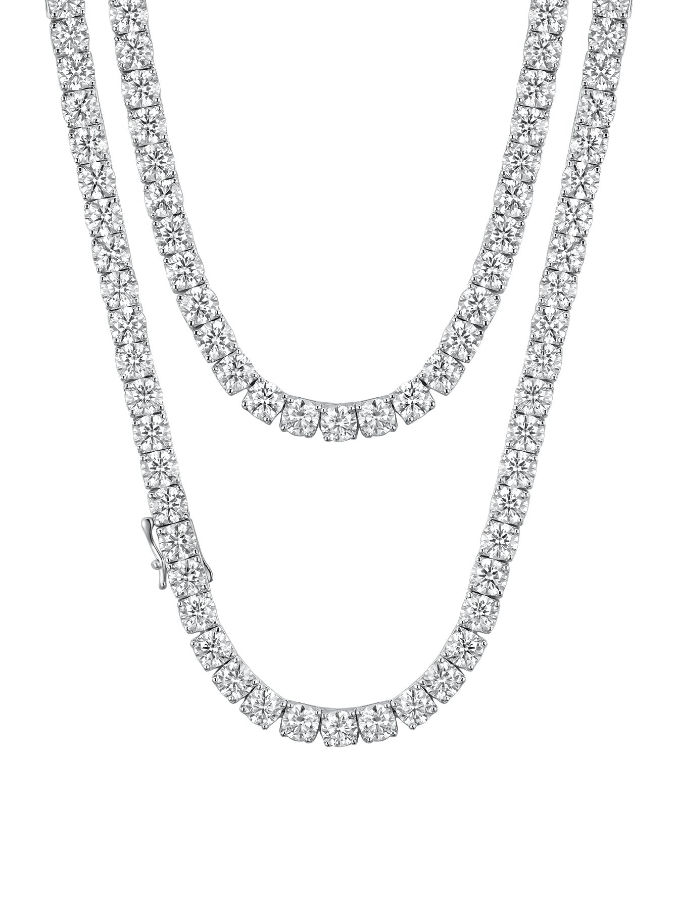 S925 Sterling Silver Moissanite Tennis Necklace | 2mm–6.5mm Stone Sizes
