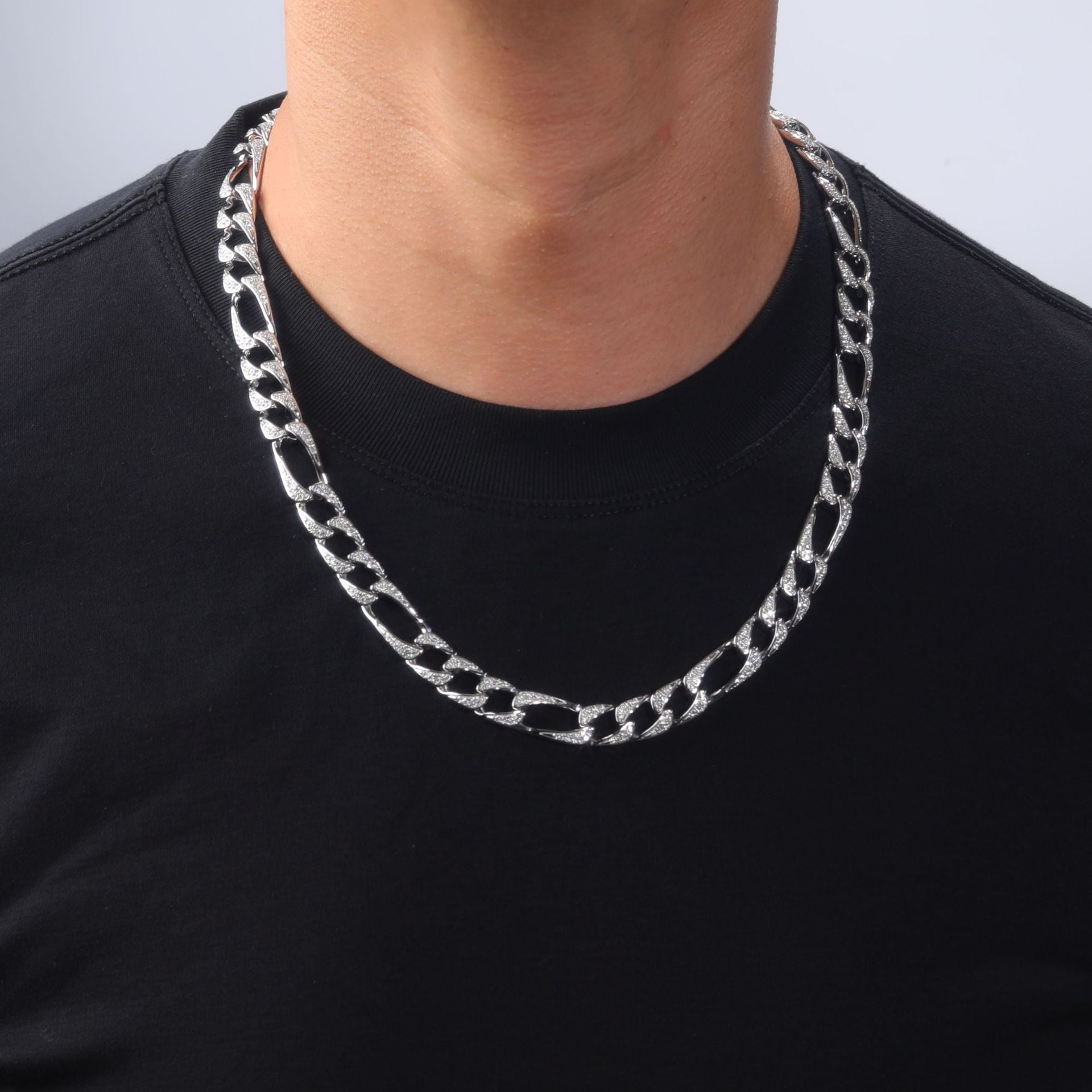 S925 Sterling Silver 3+1 Pattern 10mm Moissanite Cuban Link Necklace | Gold & Silver