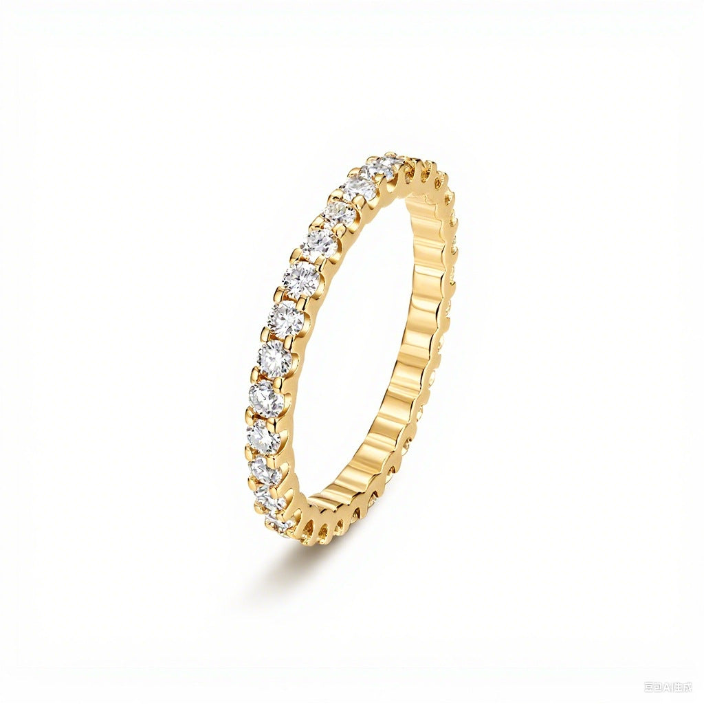 S925 Sterling Silver Full Eternity Moissanite Ring | White Gold & Gold
