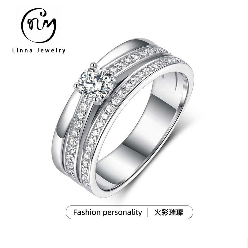 S925 Sterling Silver Men's Bold Moissanite Wide Ring | 0.4CT, US Size 5–11