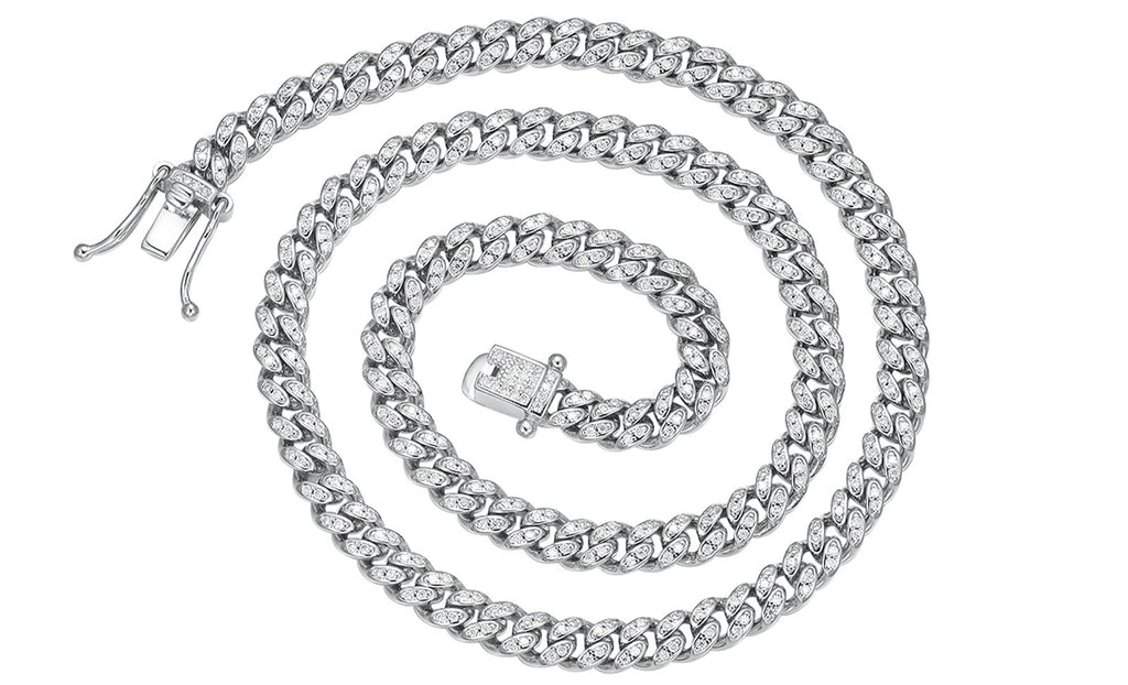 S925 Sterling Silver Moissanite Cuban Link Chain Necklace | Hip Hop, 5mm & 7mm