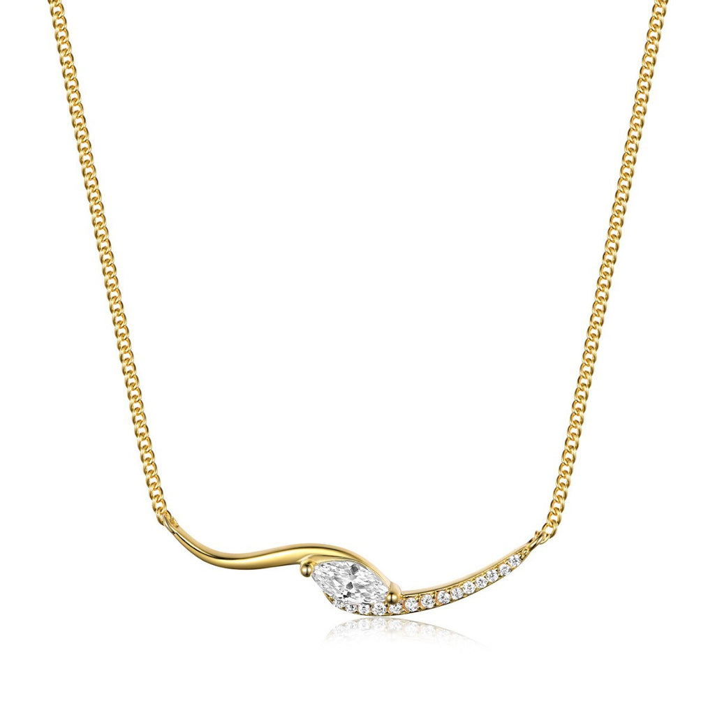 S925 Sterling Silver Marquise Moissanite Collarbone Necklace | Gold & Silver