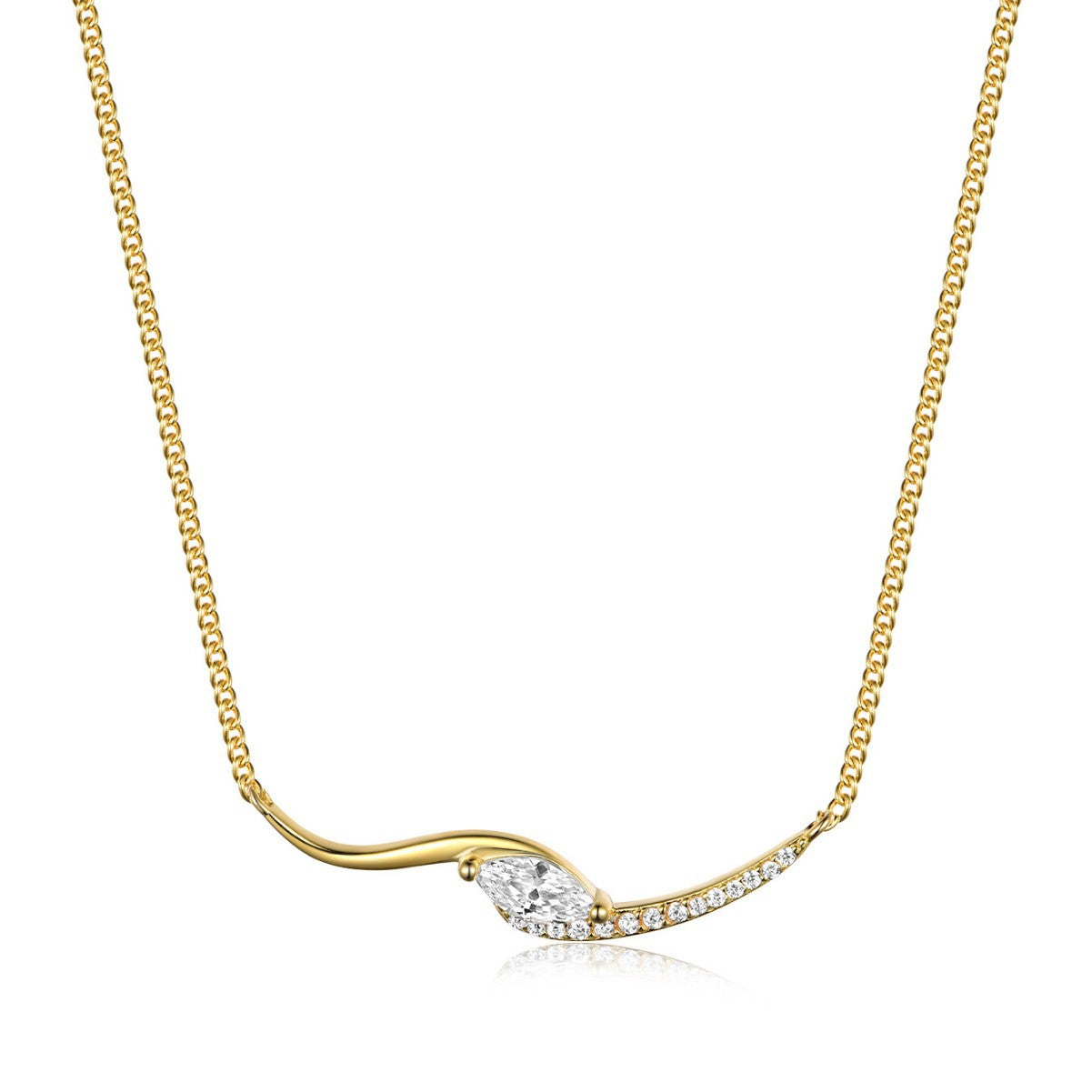 S925 Sterling Silver Marquise Moissanite Collarbone Necklace | Gold & Silver