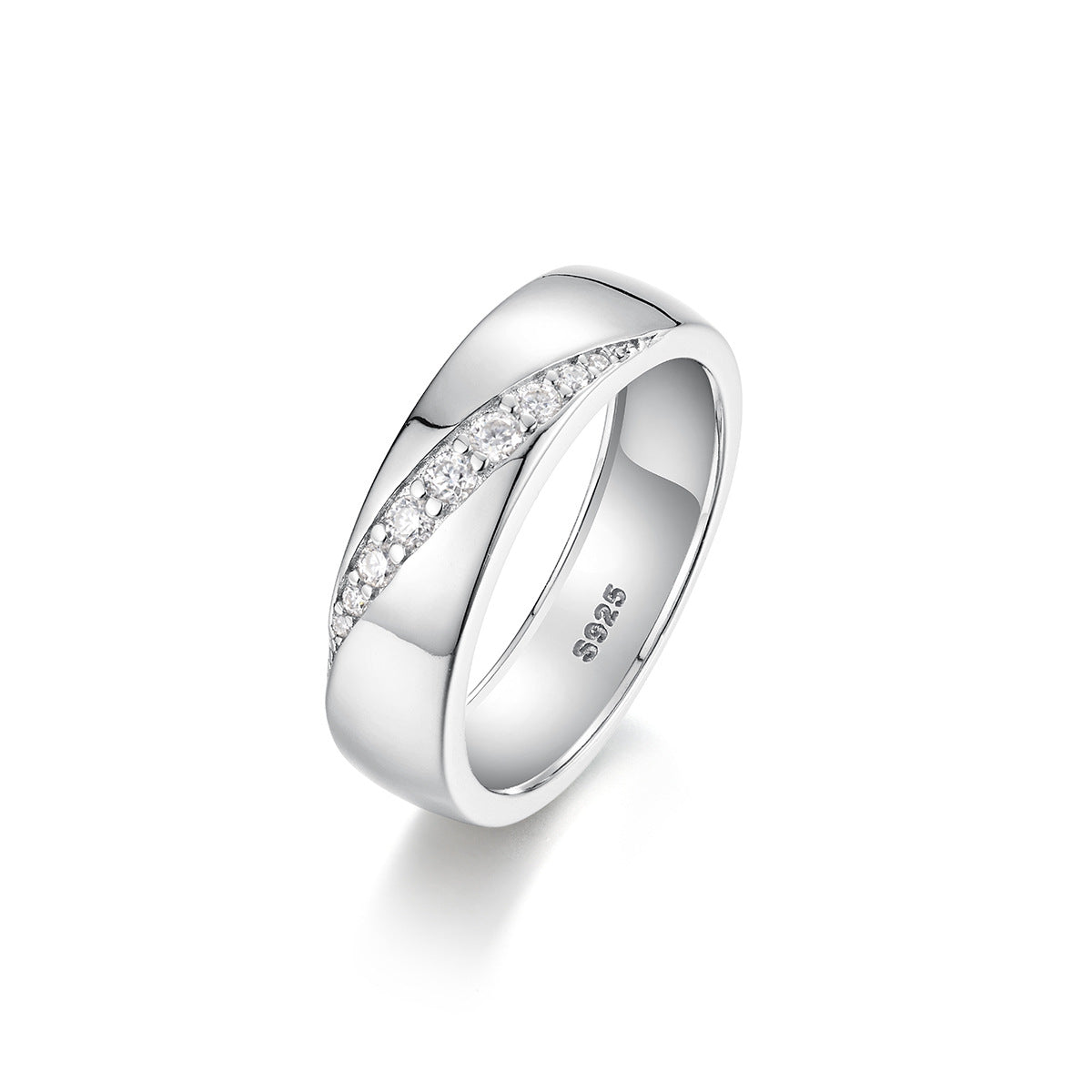 S925 Sterling Silver Men's Wide Band Moissanite Ring | White Gold, US Size 5–11