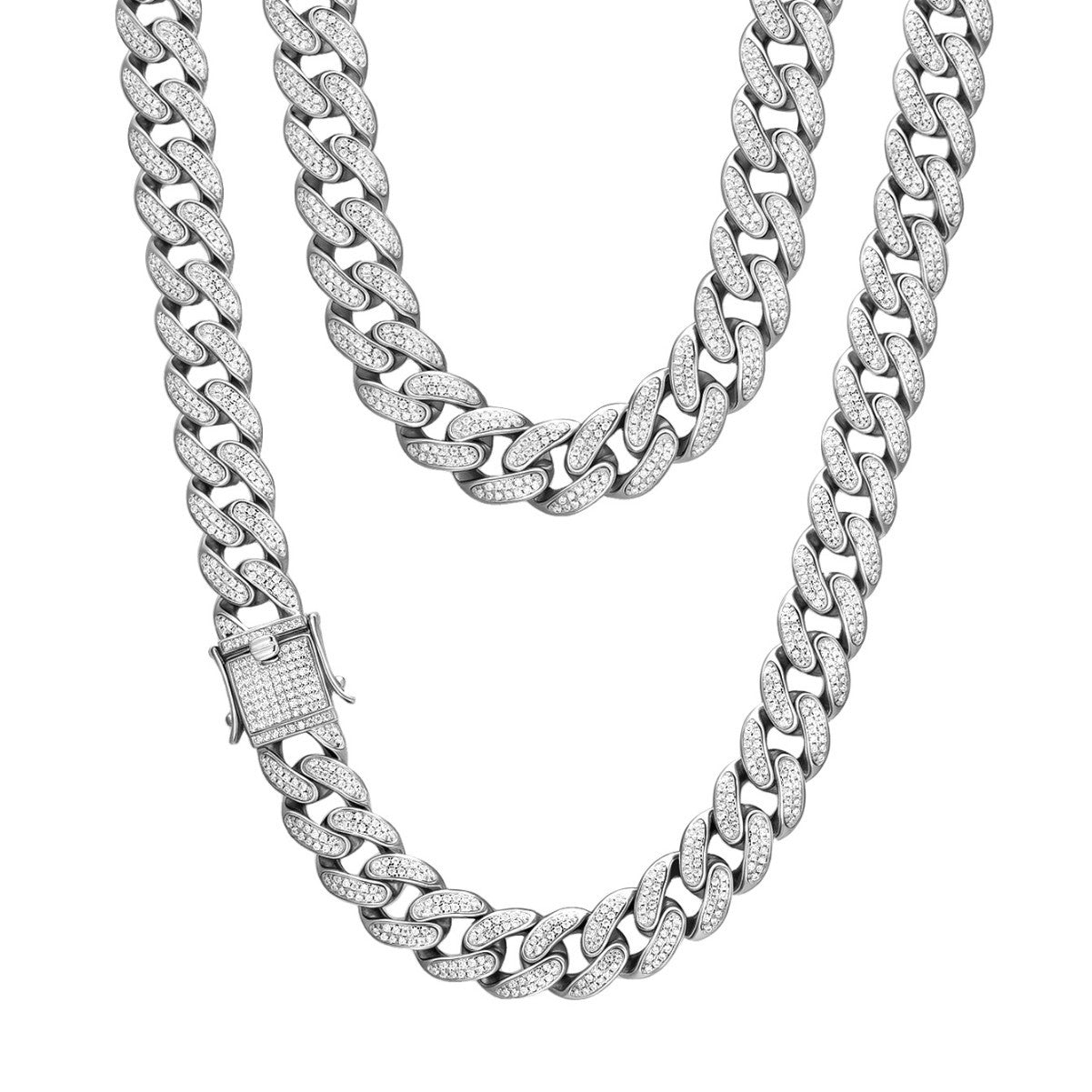 S925 Sterling Silver Wide Moissanite Cuban Link Necklace | 12mm & 13mm, Gold & Silver