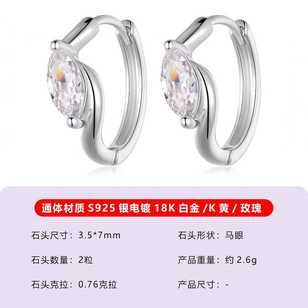 S925银莫桑石耳环女欧美风时尚气质百搭耳饰爆款亚马逊热卖饰品