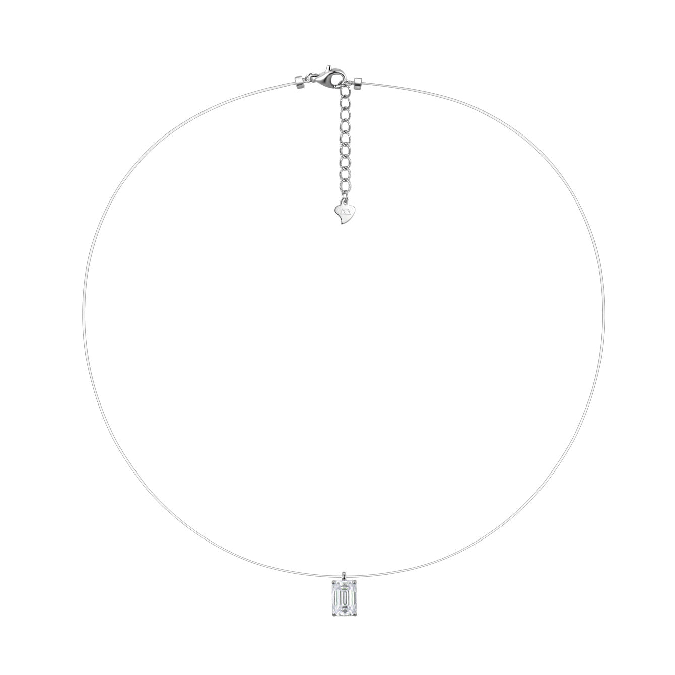 S925 Sterling Silver Moissanite Invisible Chain Necklace | Multiple Shapes & Carats